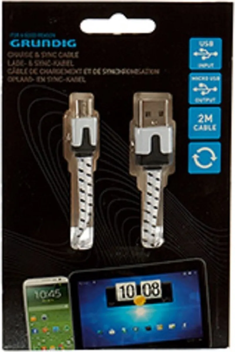 Grundig Oplaadkabel Micro-USB 2m Nylon - 56092