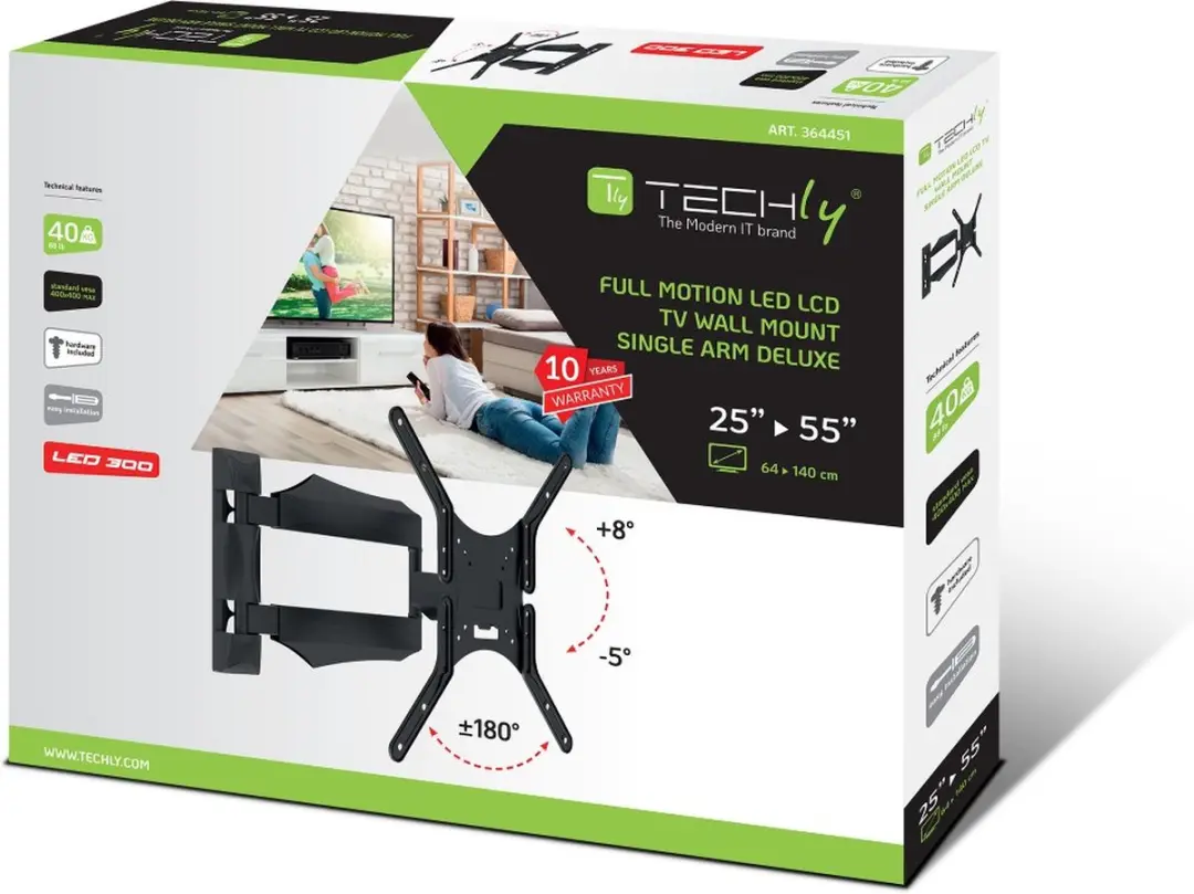 Techly ICA-PLB 271M TV-muurbeugel 25-52" - Zwart - afbeelding 3 van 6