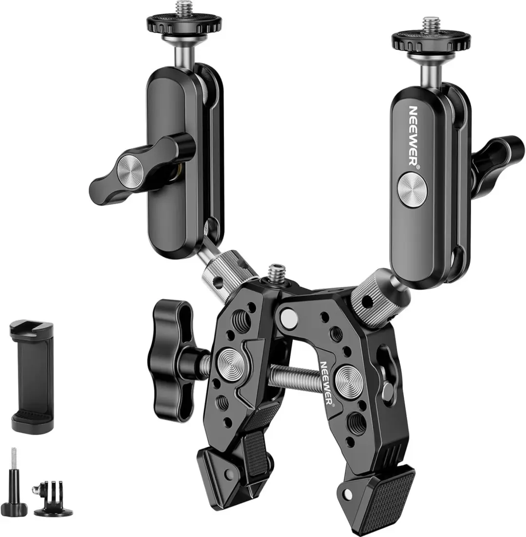 NEEWER Super Clamp met 2 Magische Armen & Ball Heads