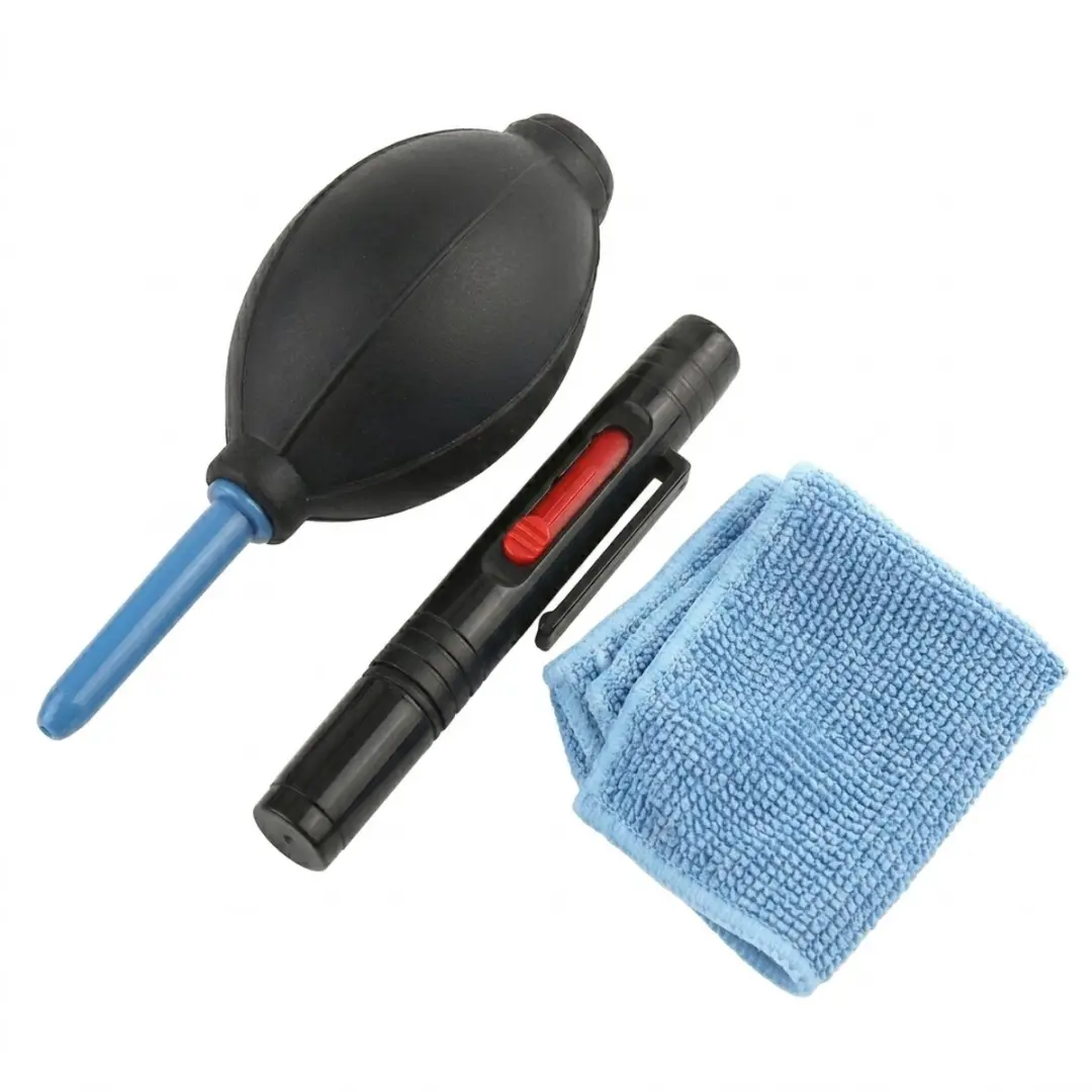 Zwarte telescoop reinigings set telescoopaccessoires lens schoonmaak kit met bla