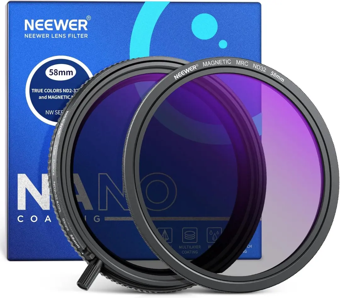 NEEWER 58mm Variabele ND2-32 & CPL Magneet Filter Set