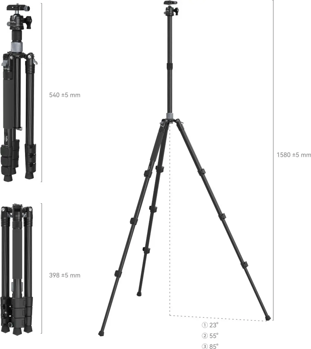 SmallRig 4059 Koolstofvezel Statief AP-20 - Zwart - afbeelding 3 van 6