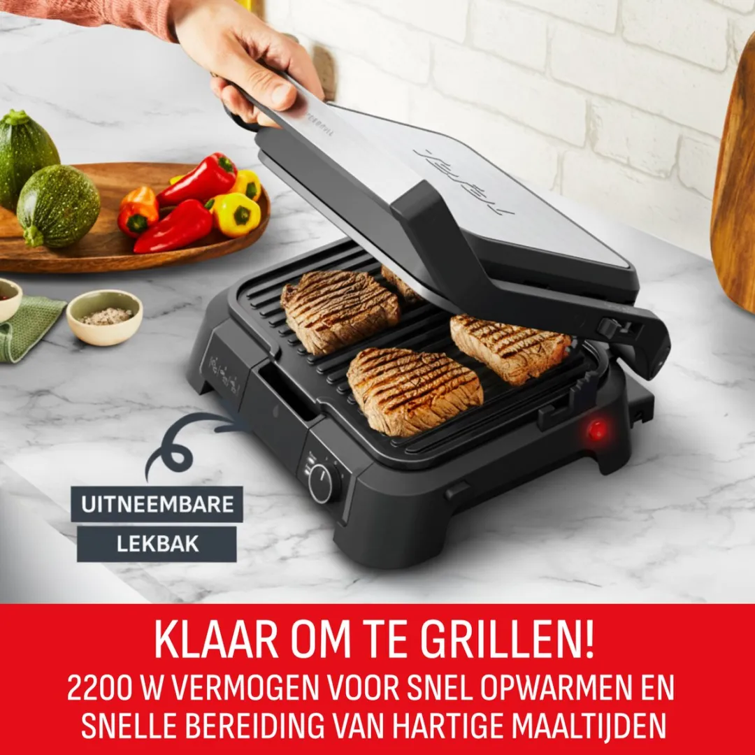 Tefal SuperGrill GC510D Contactgrill 3-in-1 - 2000W - Zwart/RVS