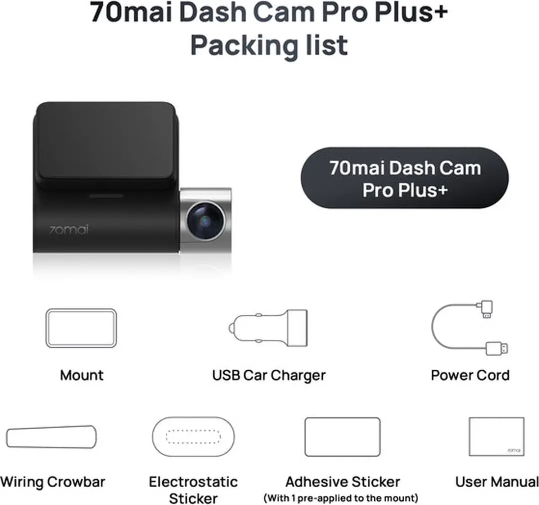 70mai A500S Dashcam Set - Voor en Achter - Zwart - afbeelding 3 van 3