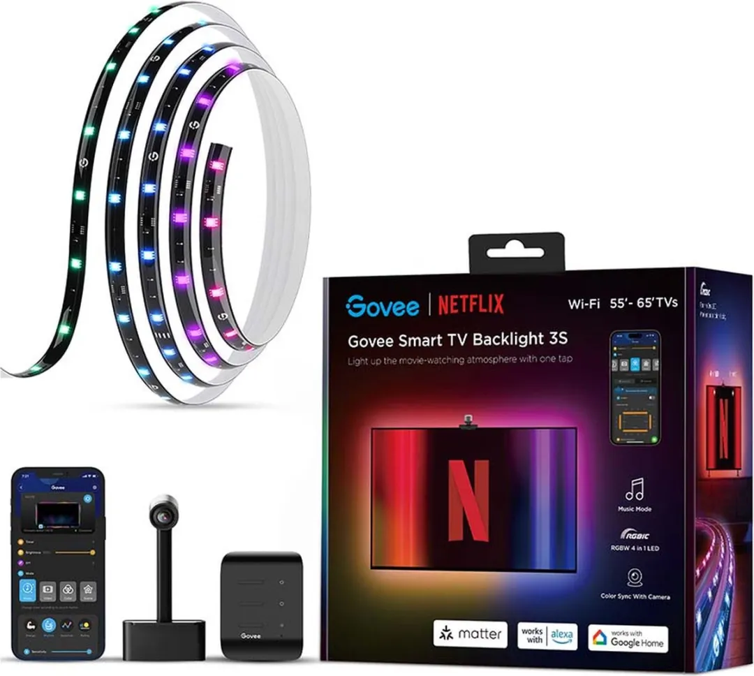 Govee Smart TV Backlight 3S Netflix 55-65" - RGBW LED-strip - Zwart