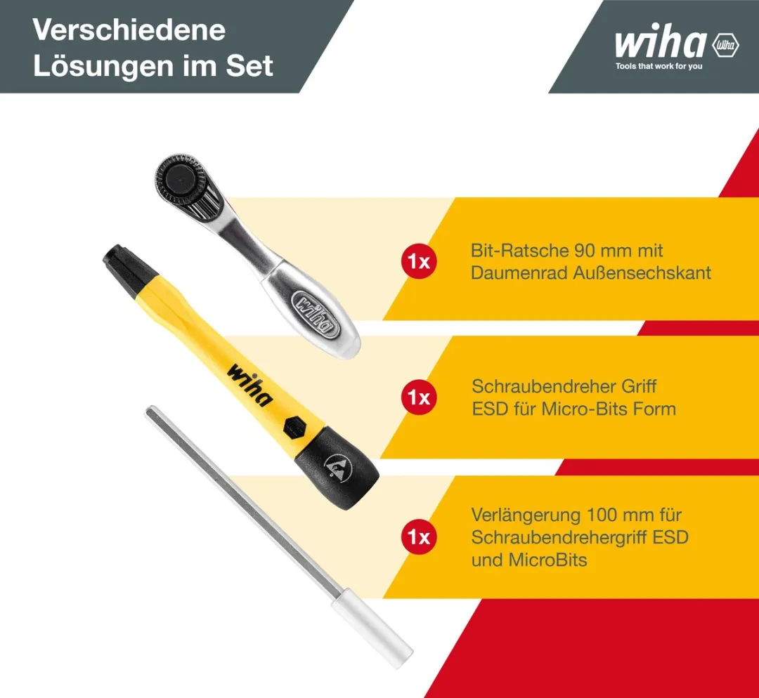 Wiha 7000SK65ESD MicroBit-set ESD - 66-delig - T10