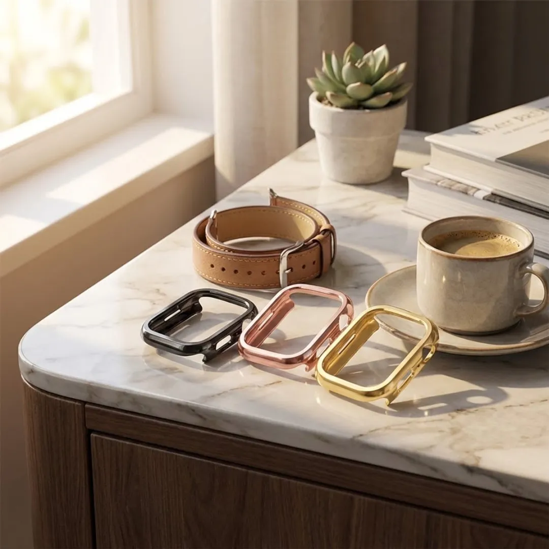 NUVEX Apple Watch 41mm Beschermhoes Set - 3-delig - Zwart/Gouden/Rose Goud