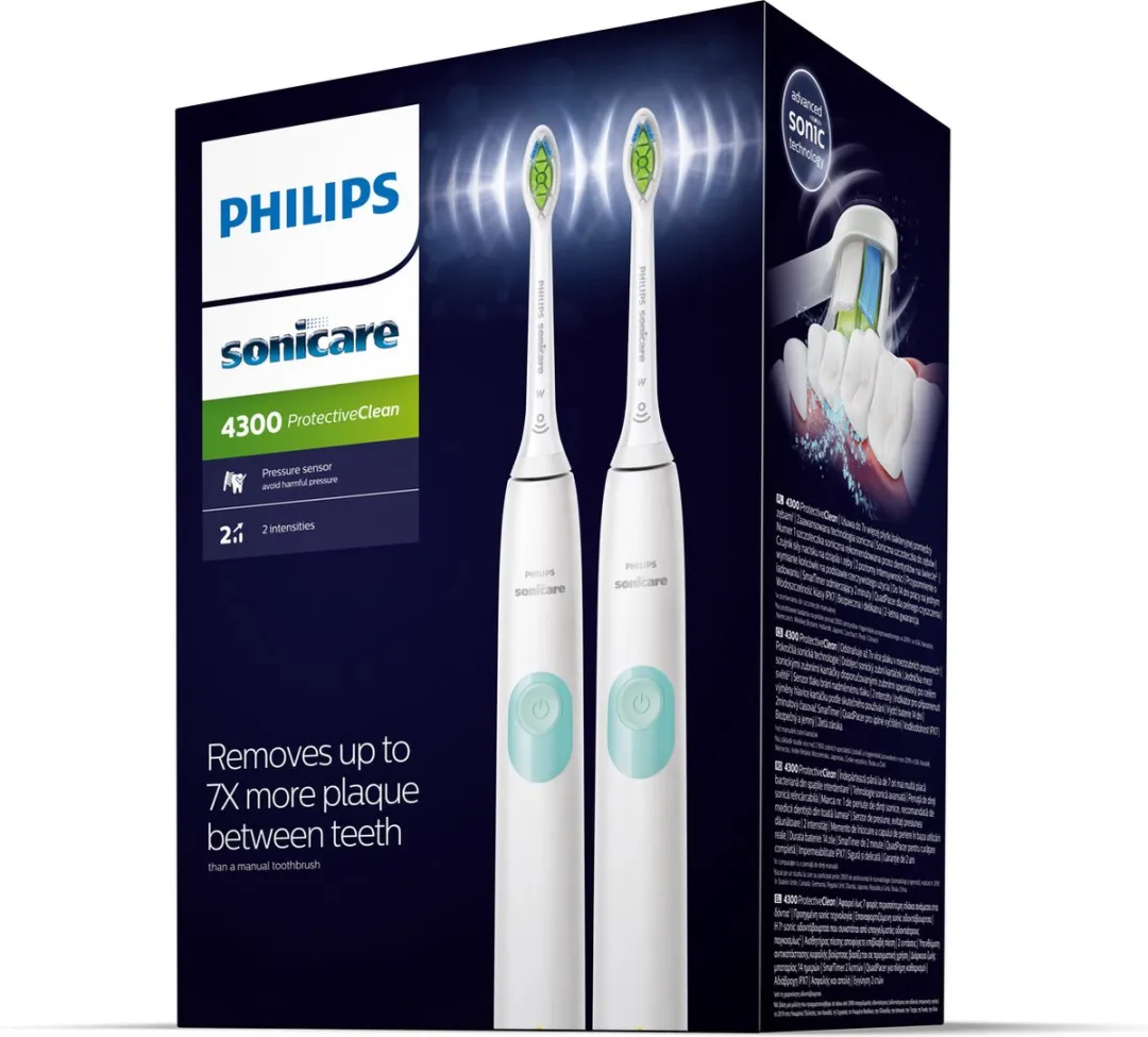 Philips Sonicare ProtectiveClean 4300 HX6807/35 - Blauwe set - 2 Handvatten, 4 Borstels
