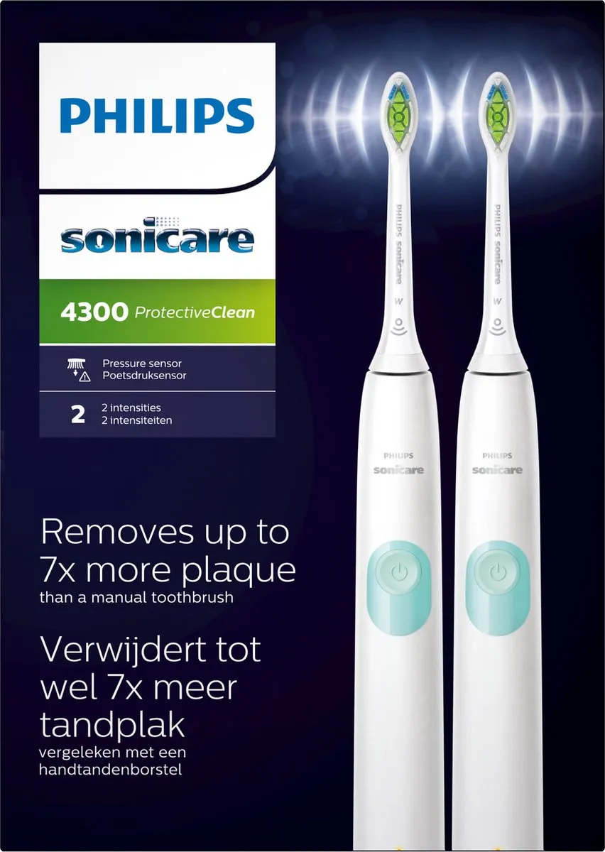 Philips Sonicare ProtectiveClean 4300 HX6807/35 - Blauwe set - 2 Handvatten, 4 Borstels