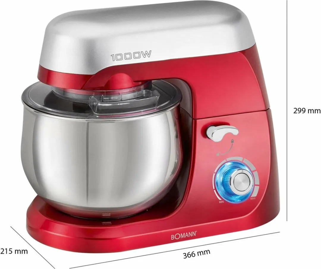 Bomann KM 6009 CB Keukenmachine 5L - 1000W - 7 Snelheden - Rood