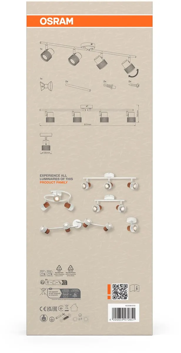 Osram Decor Spot Cork GU10 - 4x3,4W 927 DIM - Warm wit