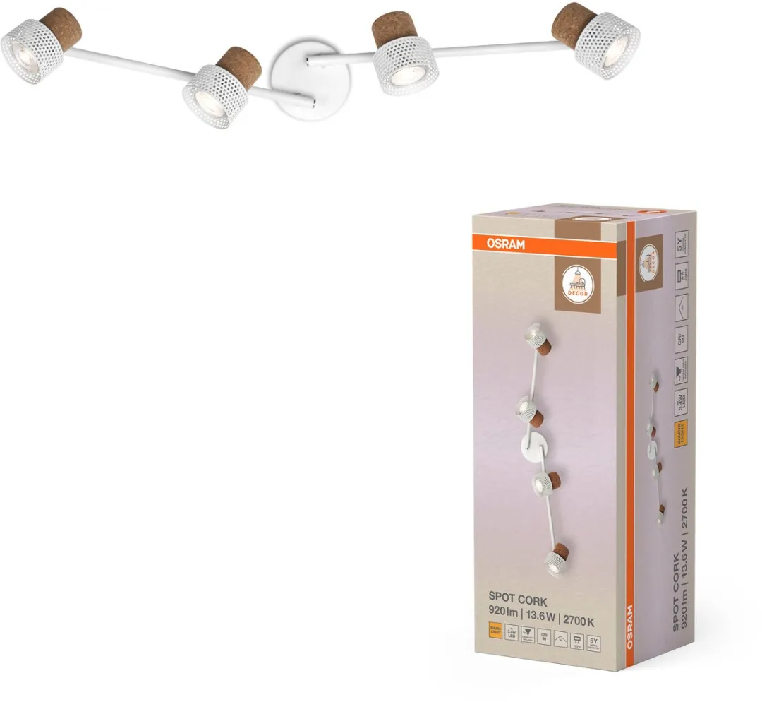 Osram Decor Spot Cork GU10 - 4x3,4W 927 DIM - Warm wit