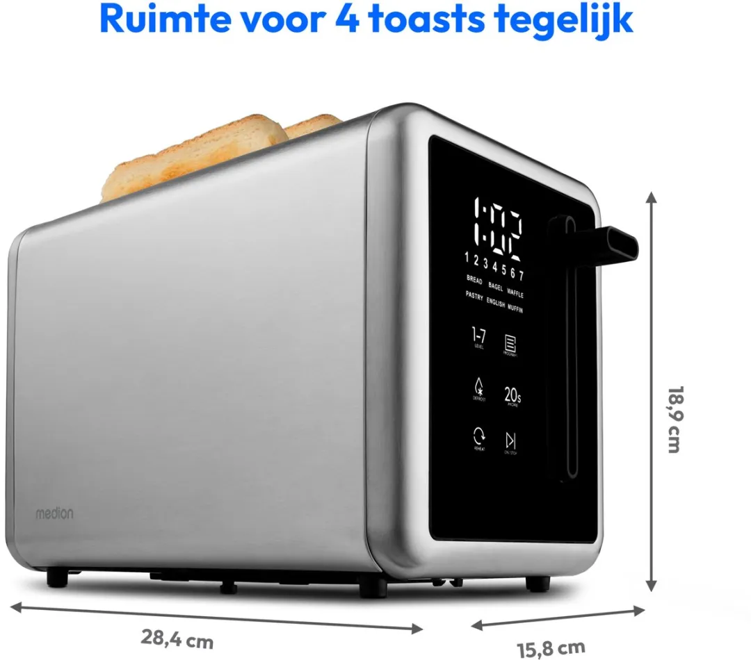 Medion MD12102 Broodrooster 2 Sleuven - Zilver - afbeelding 6 van 6