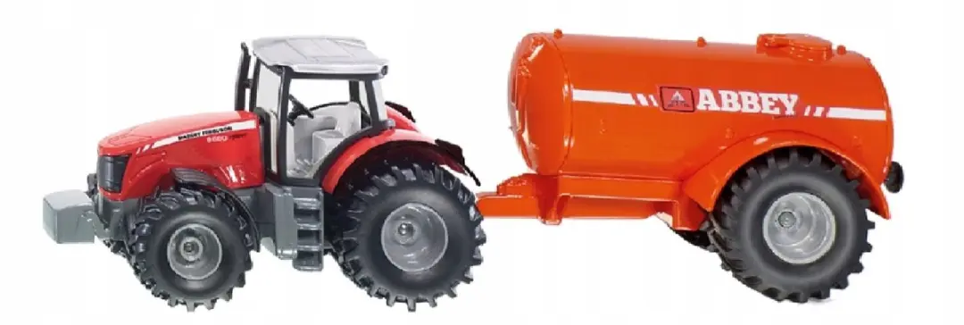 Siku tractor speelgoed Massey Ferguson met vacuümtanker kunststof.