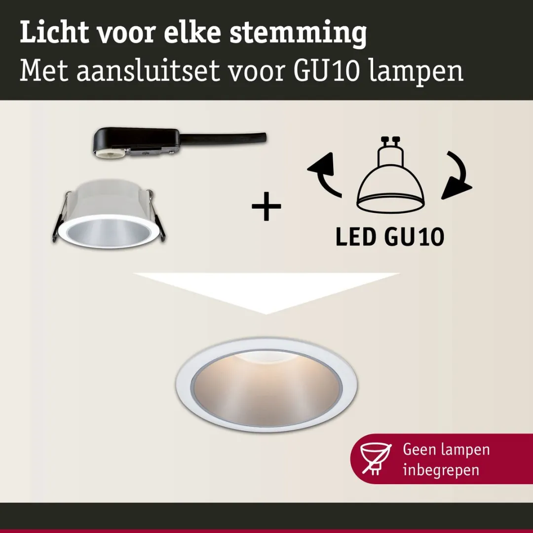 Paulmann Cole Inbouwlamp GU10 10W 88mm - Wit/Zilver