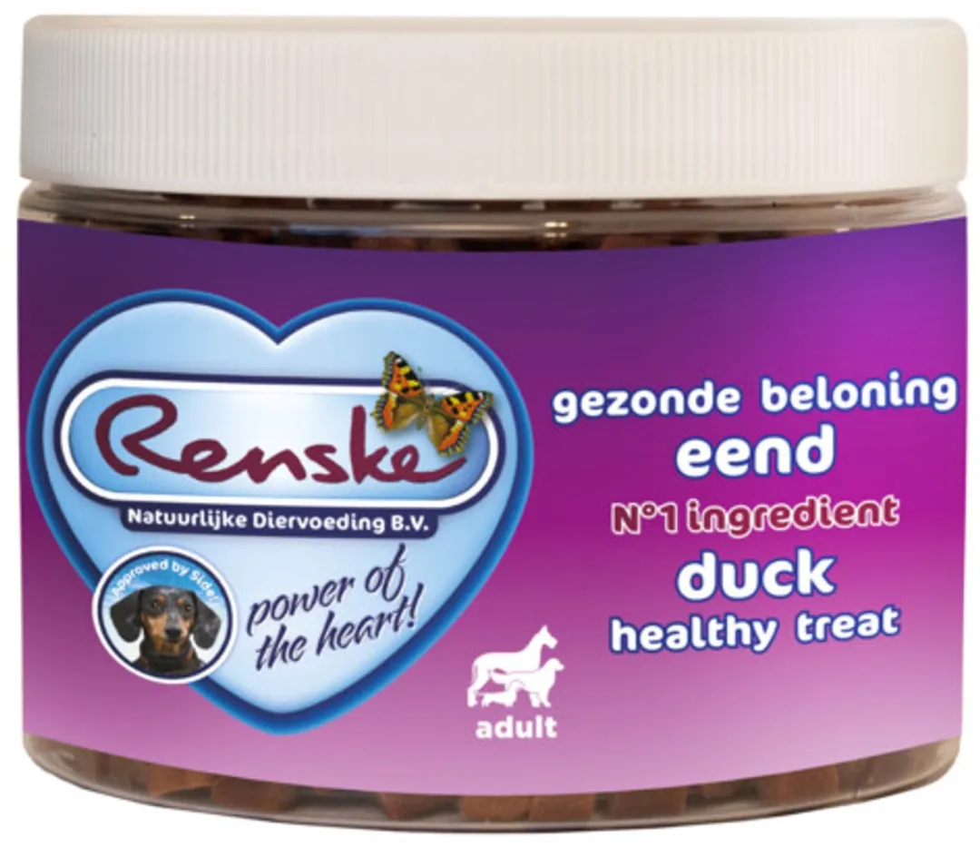 Renske Gezonde Beloning Mini Hartjes Hondensnack Eend - 6 Stuks