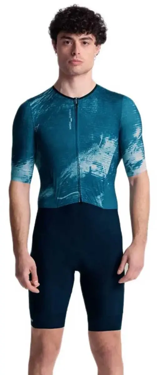 Santini Leaf Mot Korte Mouw Triatlonpak Blauw S Man