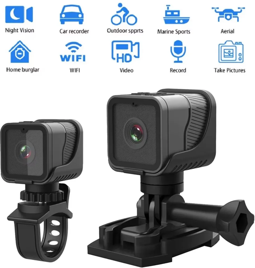 RedParrot MINI WIFI CAM 64GB Universele Actie Camera - Zwart