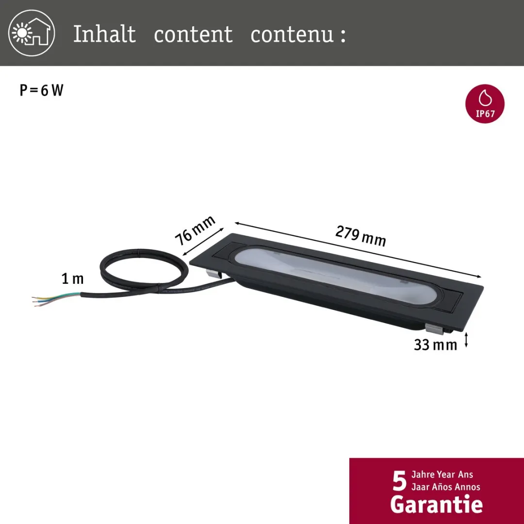 Paulmann LED Wallwasher Ito 6W 3000K - Antraciet Metaal