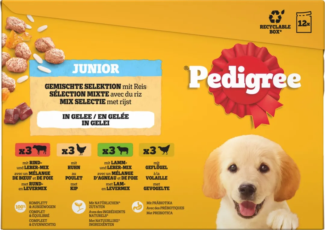 Pedigree Junior Hondenvoer - Mix Selectie in gelei - Maaltijdzakjes - 48 x 100 g
