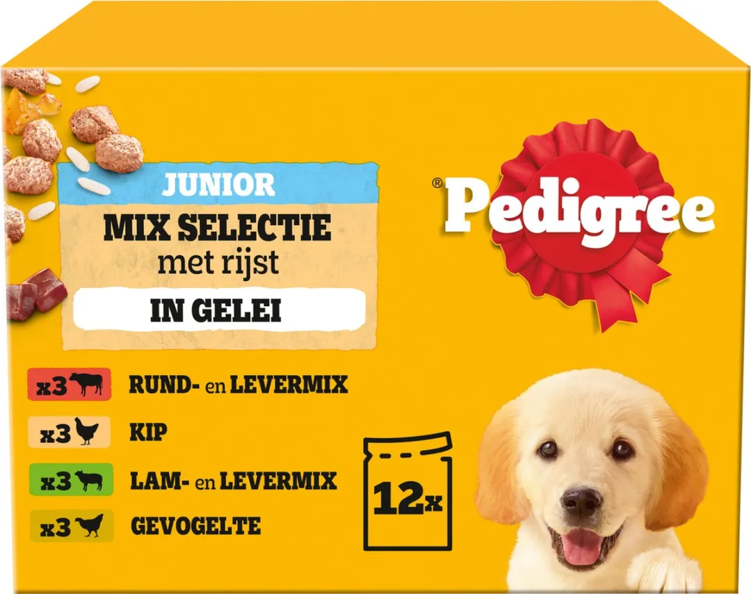 Pedigree Junior Hondenvoer - Mix Selectie in gelei - Maaltijdzakjes - 48 x 100 g