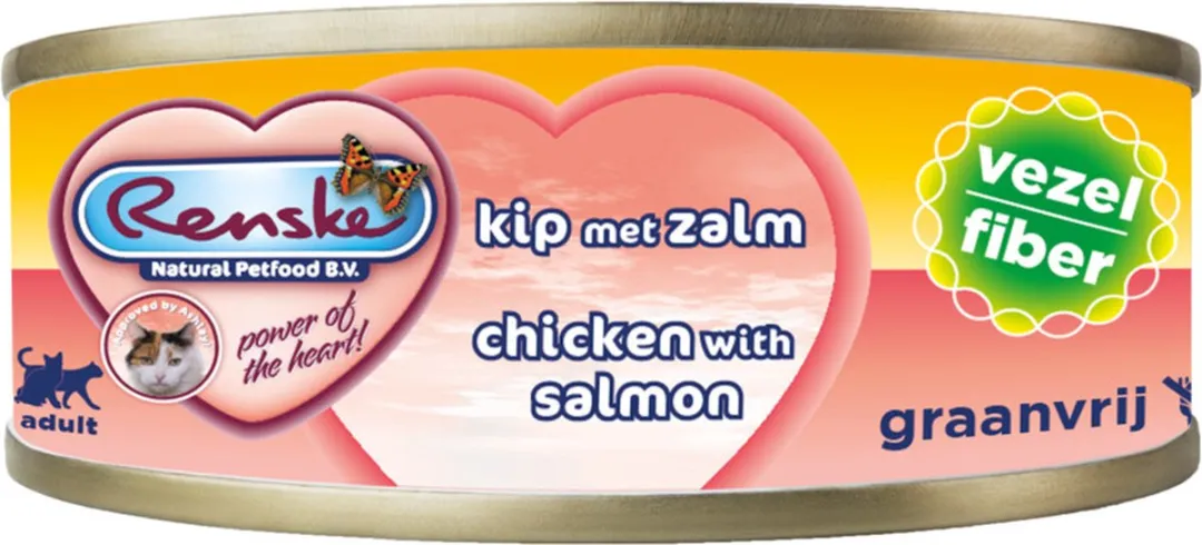 24x Renske Kattenvoer Vezel Kip - Zalm 70 gr
