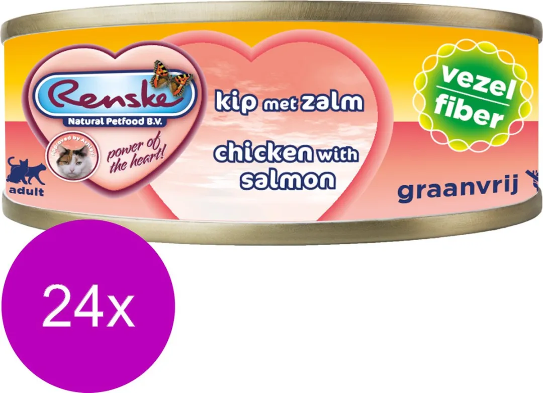 24x Renske Kattenvoer Vezel Kip - Zalm 70 gr