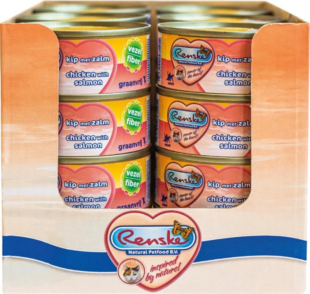 24x Renske Kattenvoer Vezel Kip - Zalm 70 gr