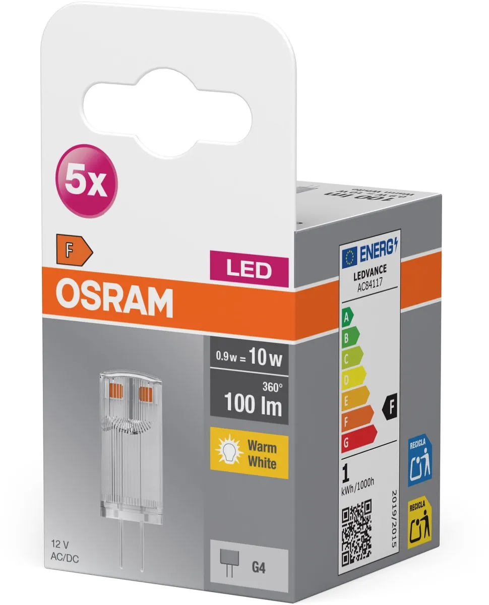 Osram G4 LED-lamp 0.9W Warmwit - 5 Stuks