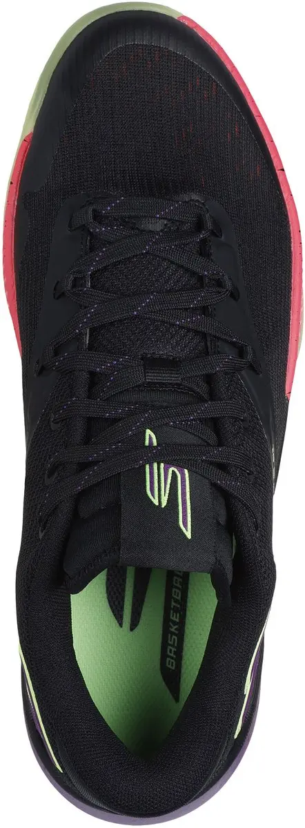 Skechers SKX League Basketbalschoenen - Zwart/Paars/Roze - afbeelding 2 van 6