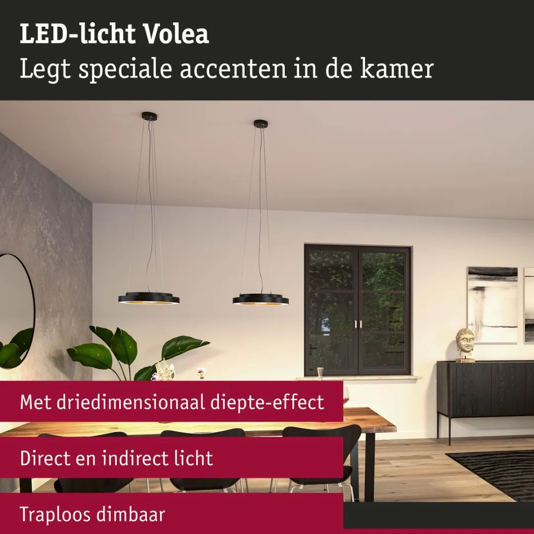 Paulmann Volea LED Plafondlamp 3000K 950lm - Ø32cm - Zwart/Goud/Zilver - afbeelding 6 van 6