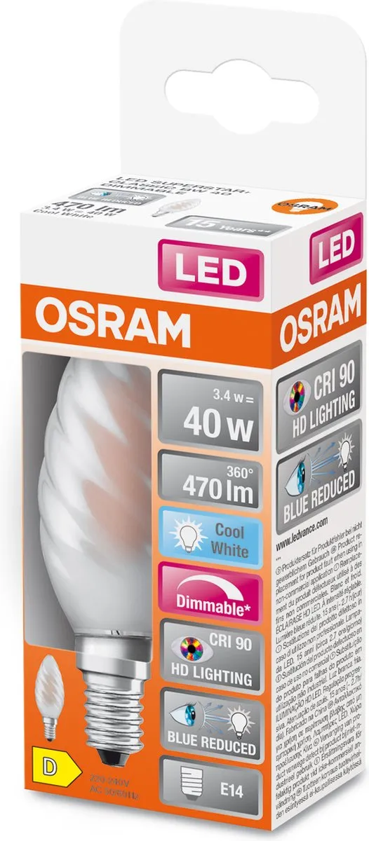 Osram Superstar LED Lamp E14 Matglas 4000K 47 Lumen - Koel wit