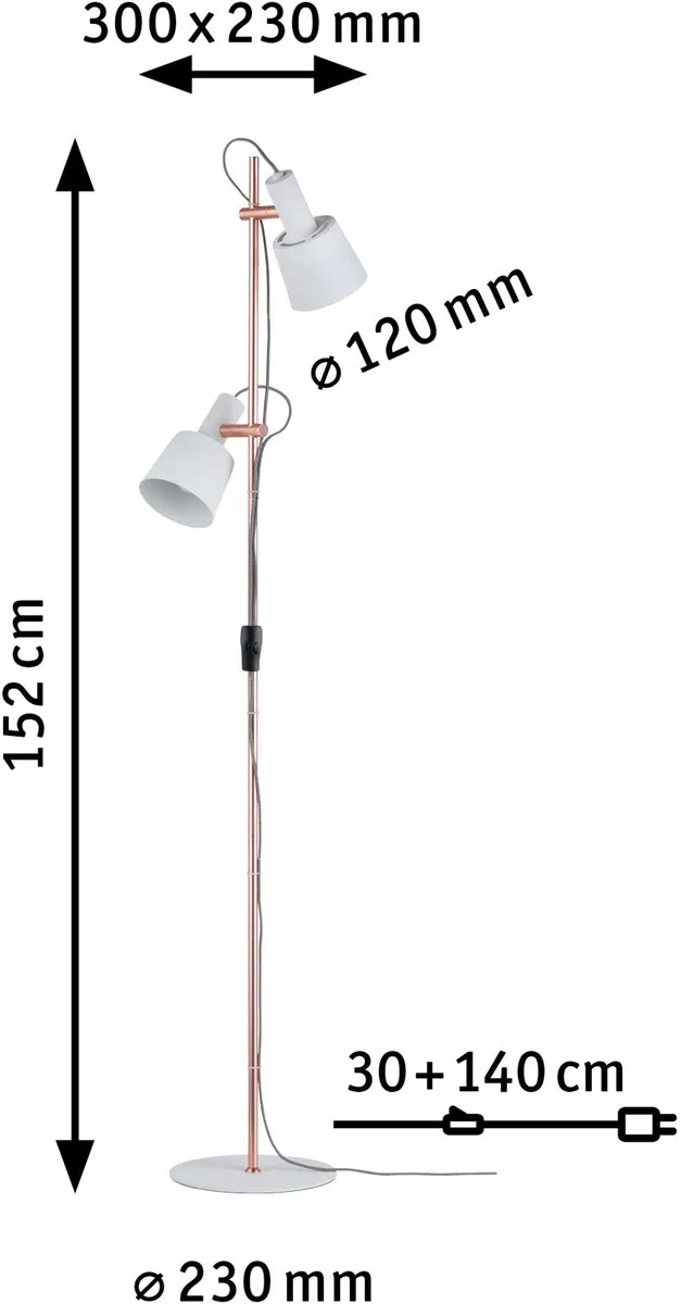 Paulmann Neordic Haldar Staande Lamp - 2x20W - Wit/Koper
