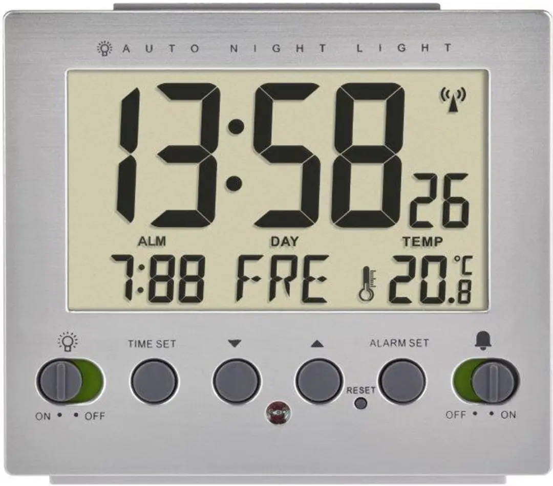 TFA Dostmann 60.2561.55 Wekker Zendergestuurd - Zilver - afbeelding 2 van 3