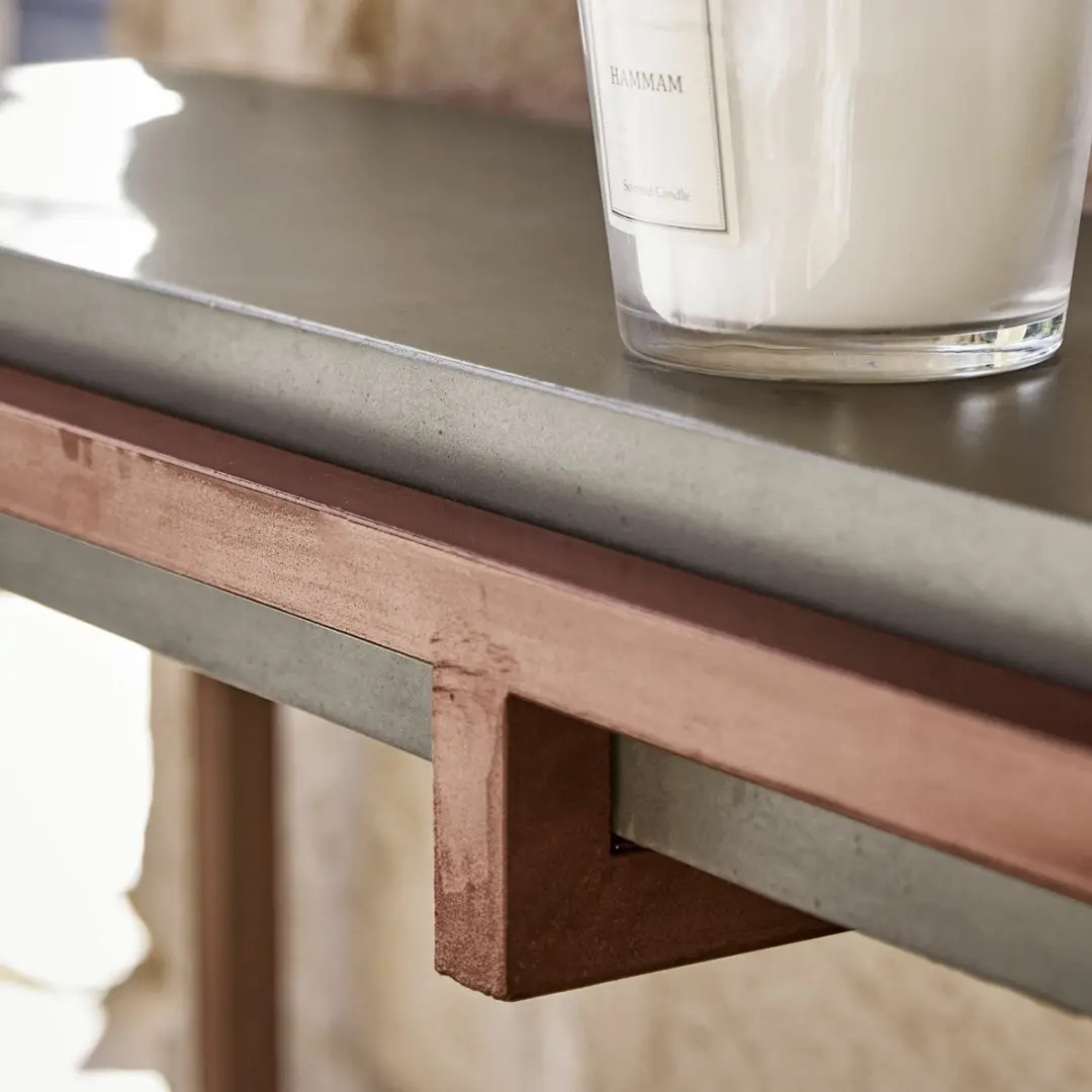 Loberon Sidetable Ann Arbor - Donkergrijs/Roestbruin - afbeelding 2 van 3