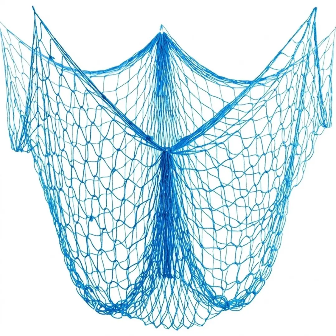 Blauw vissersnet wandkleden unisex decoratief net 100x200 cm lichtgewicht openge