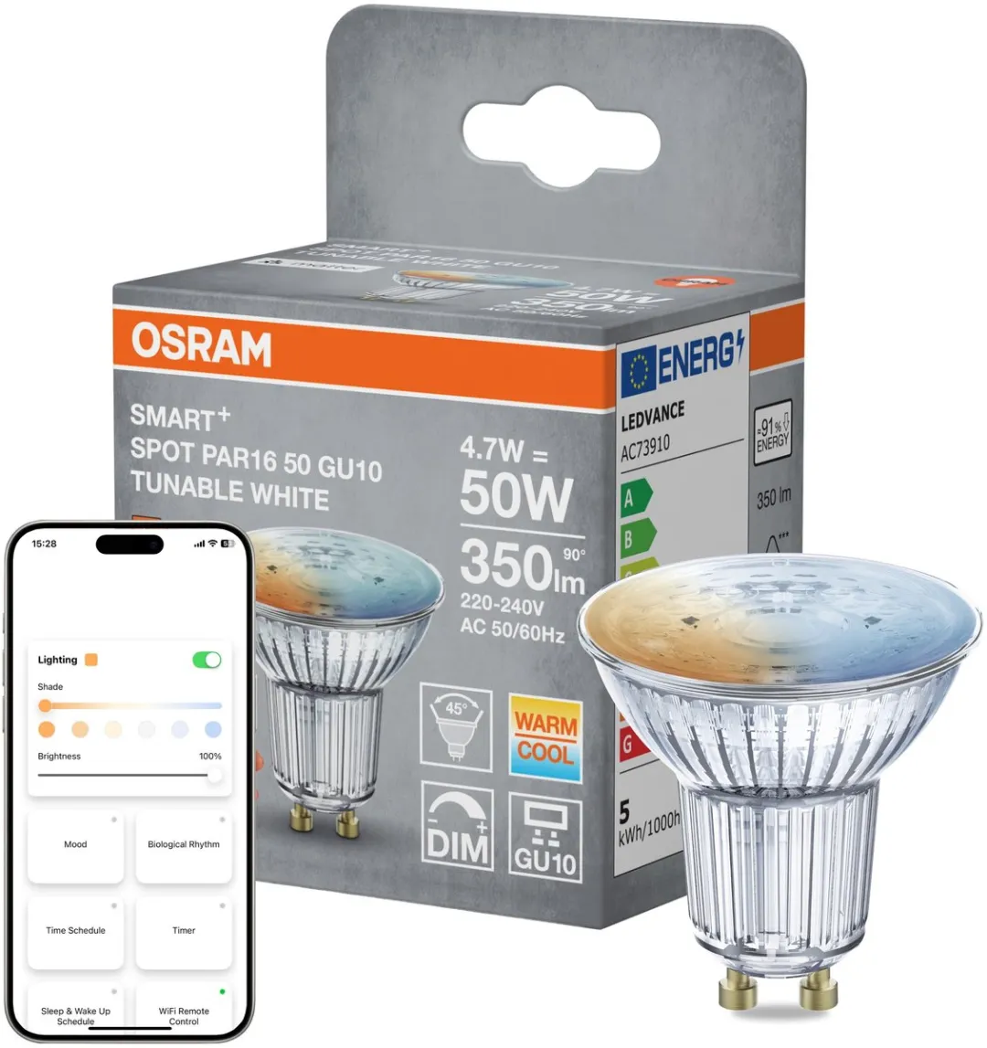 Osram SMART+ MATTER SPOT PAR16 LED - 4,9W Wit 2700K - Mat - afbeelding 6 van 6