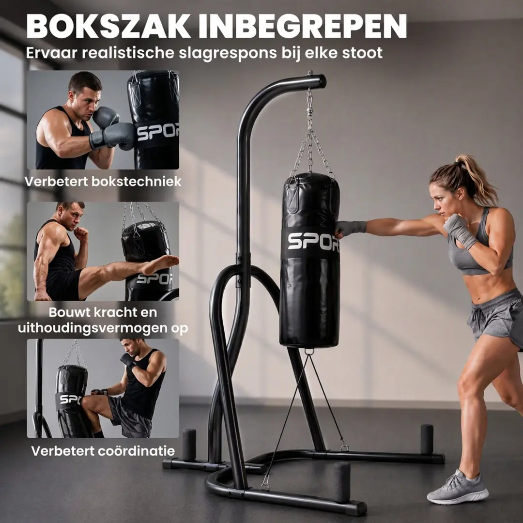 SPORTNOW Punch Bag Bracket-Stahl, EPE-Schaumstoff-123L x 141B x 220H cm-Schwarz