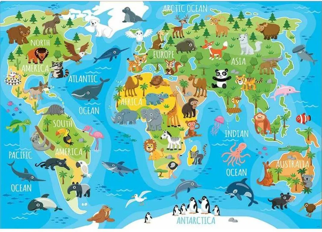 Educa Wereldkaart met Dieren Legpuzzel - 150 stukjes - afbeelding 2 van 2