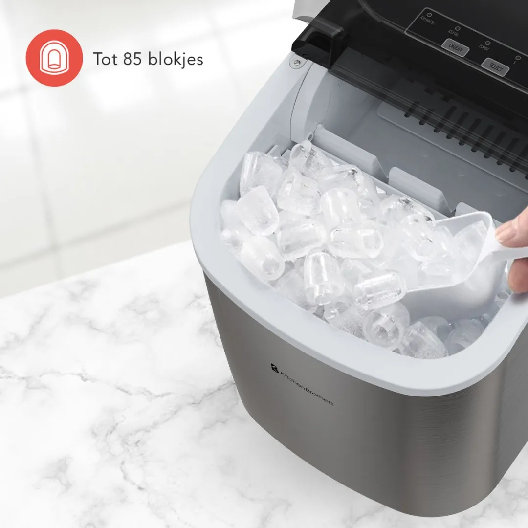 KitchenBrothers KB759 IJsblokjesmachine 1.2L - 12kg/24u - RVS - afbeelding 6 van 6