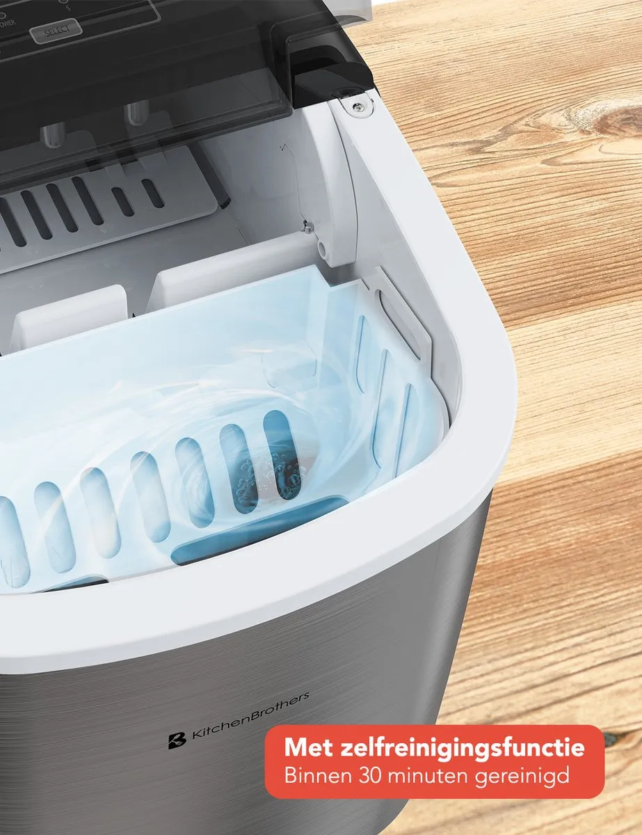 KitchenBrothers KB759 IJsblokjesmachine 1.2L - 12kg/24u - RVS