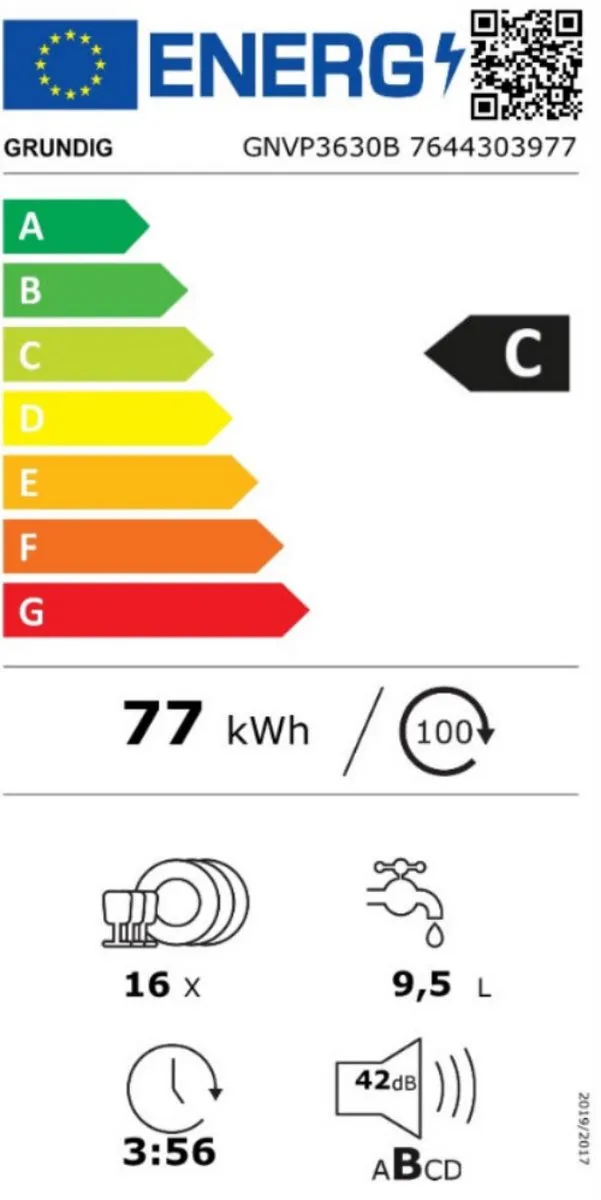 Grundig GNVP3630B Inbouw Vaatwasser 16 Couverts - Wit
