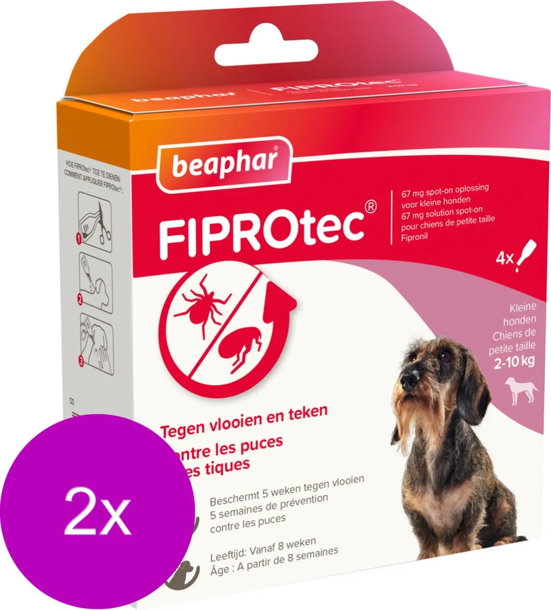 Beaphar Fiprotec Dog Anti Vlooien & Teken 2x4 Pipetten - 2-10kg