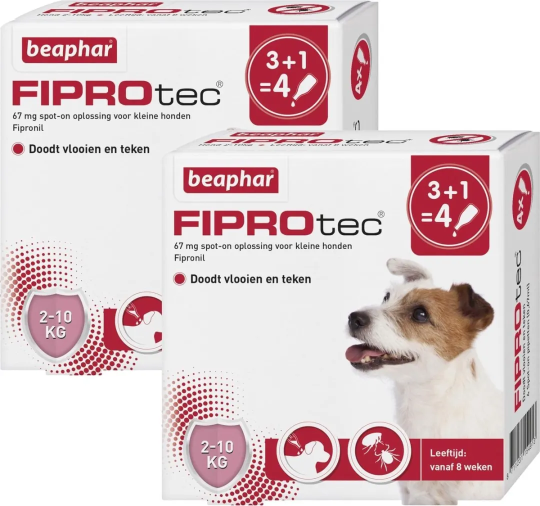 Beaphar Fiprotec Dog Anti Vlooien & Teken 2x4 Pipetten - 2-10kg
