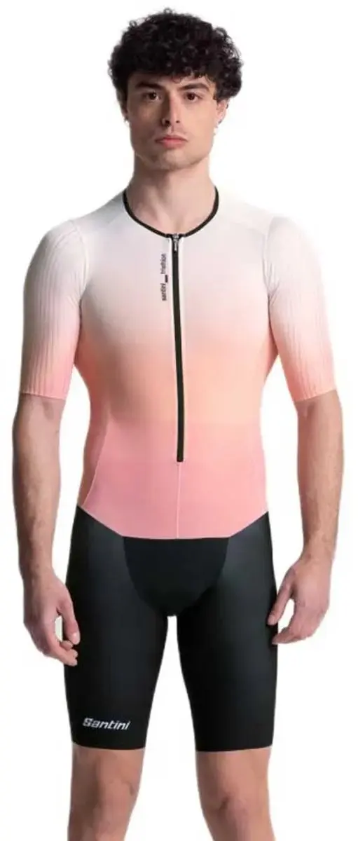 Santini Viper Block Korte Mouw Triatlonpak Roze M Man