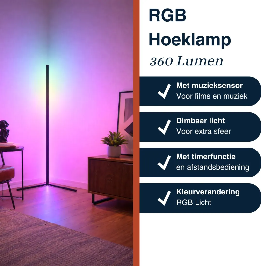 Grundig RGB LED Hoeklamp 140cm - Meerkleurig