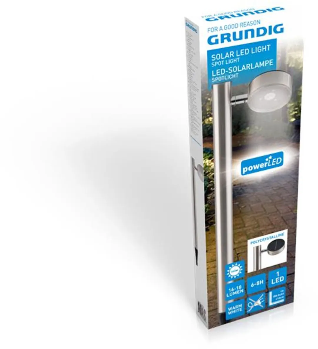 Grundig LED Solar Tuinlamp 10W - Zilver