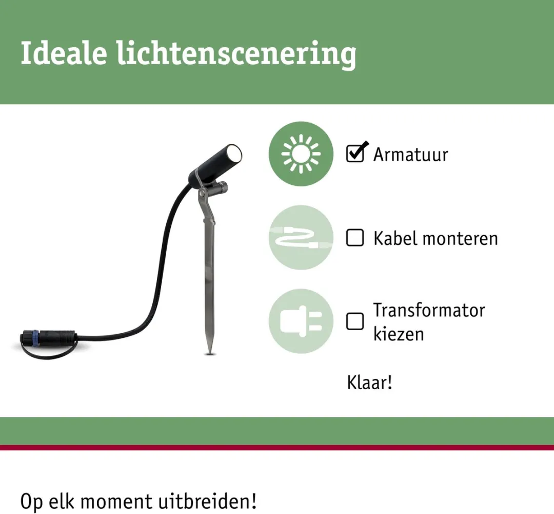 Paulmann Plug & Shine Plantini LED Tuinspots Uitbreidingsset 3x2W 3000K - Antraciet