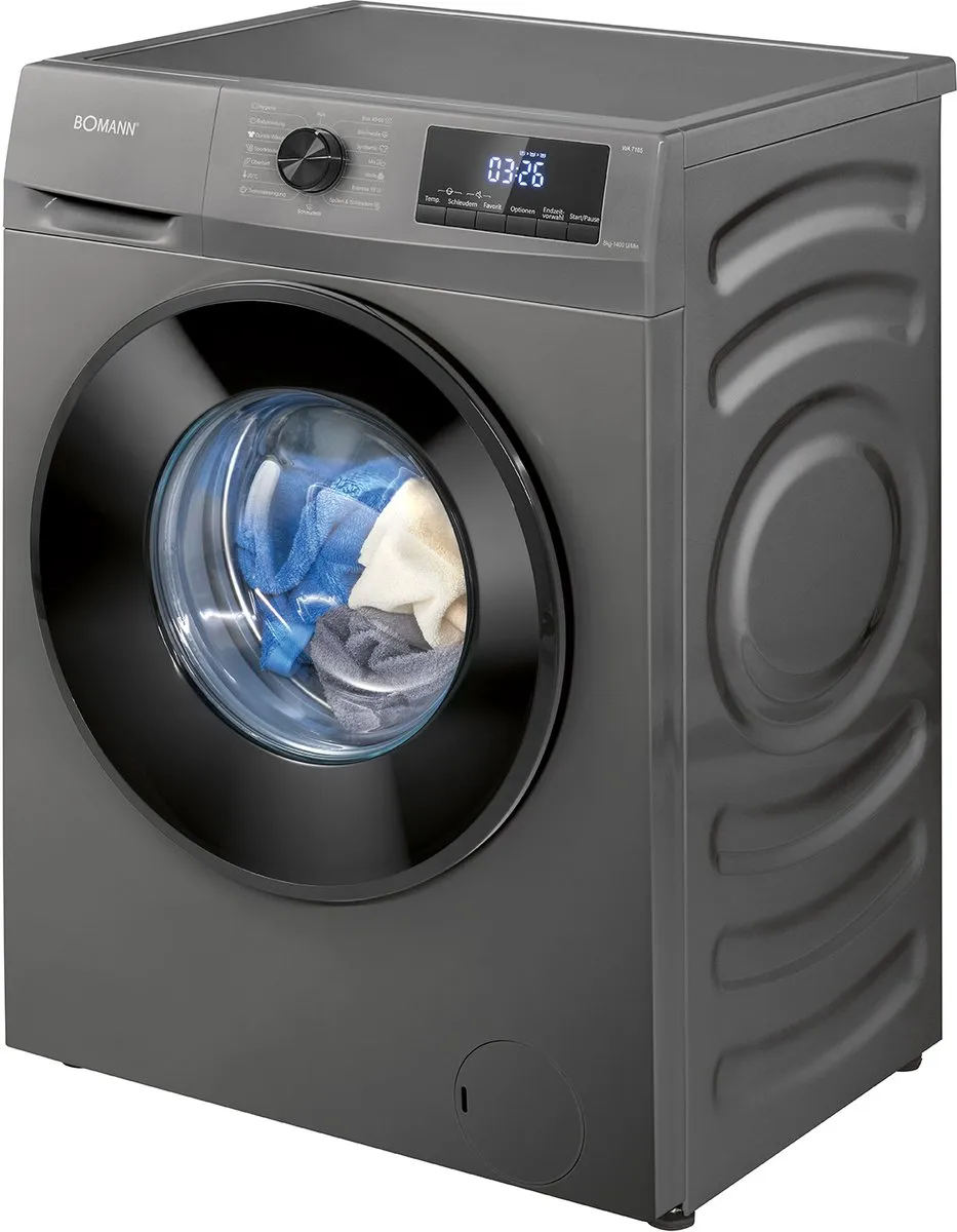 Bomann WA 7185 T Wasmachine 8kg - 15 Programma's - Grijs