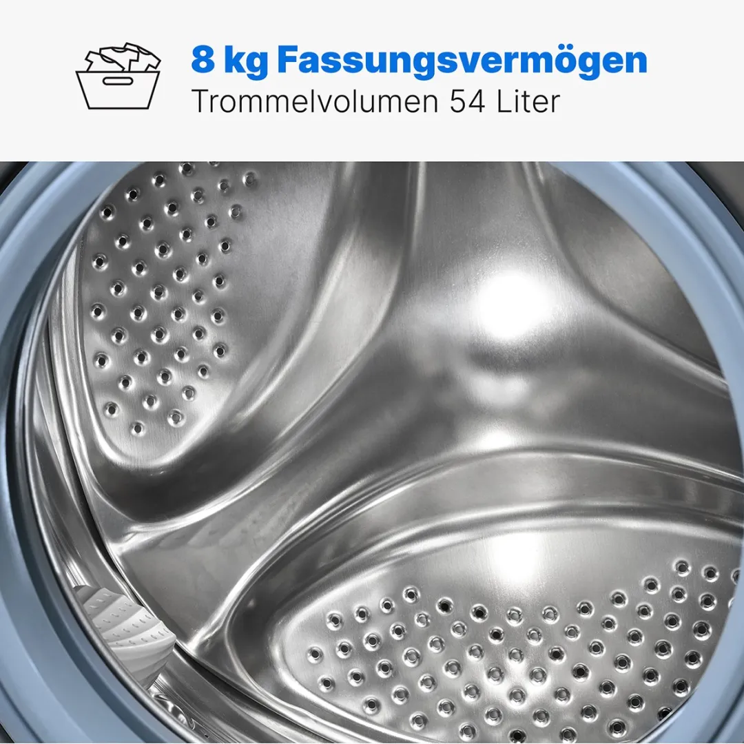 Bomann WA 7185 T Wasmachine 8kg - 15 Programma's - Grijs